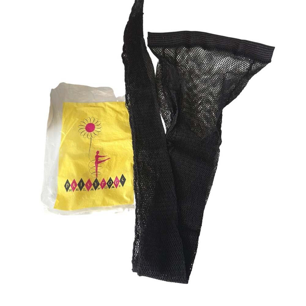 Vintage Daisy Togs Helanca Black Fishnet Tights Mesh Hosiery Stockings 50s 60s